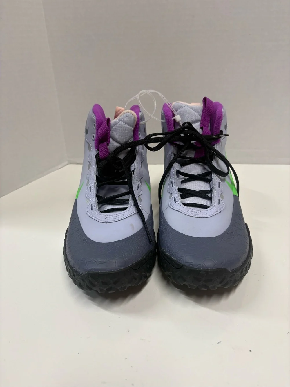 Nike Kids Gray & Purple High-Top Terrascout Sneakers with Neon Green Swoosh